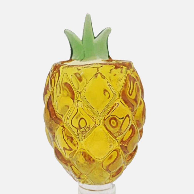 Refined Yellow Pineapple Glass Pipe Glass Smoking Water Pipe, 14mm Male Joint,