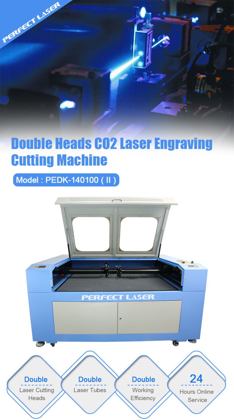 2 Heads CO2 Laser Cutting Machine for Fabric / Leather / Cloth