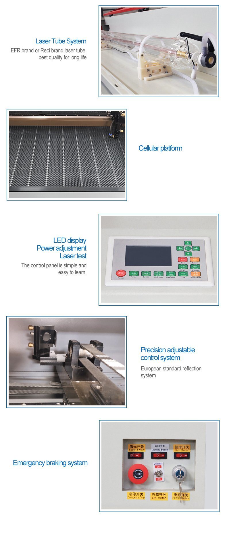 80W 100W 1390 6090 CO2 Laser Cutting Rudia System Machine