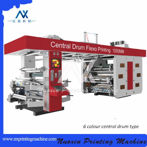 4/6 Colour Ci Central Drum PE PP Pet PVC Paper Alumnium Foil Flexo Printing Machine