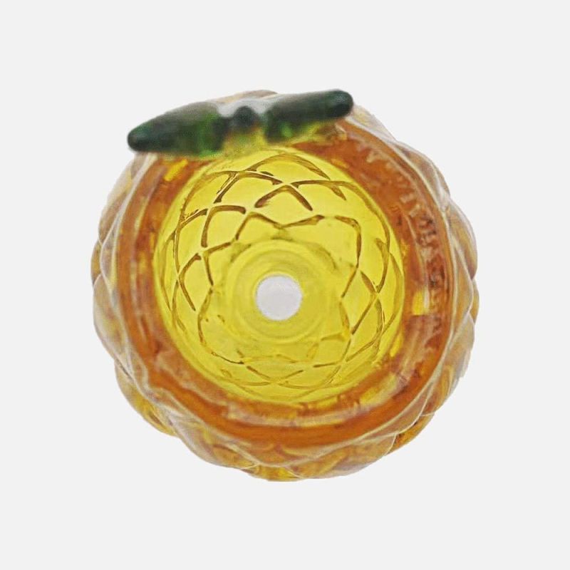 Refined Yellow Pineapple Glass Pipe Glass Smoking Water Pipe, 14mm Male Joint,