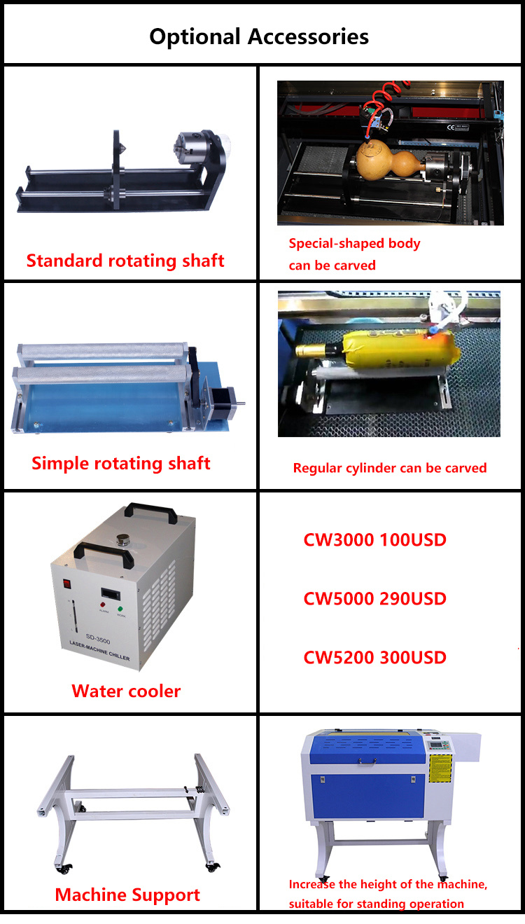 4060 6040 CNC CO2 Laser Cutting & Engraving Machine 80W 100W
