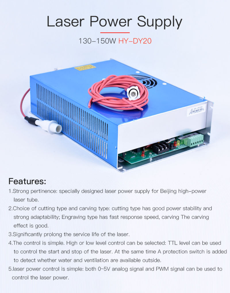 Startnow Dy20 CO2 Laser Power Supply 130/150W for Reci W6 S6 W8 S8 Laser Tube Hy-Dy20 110/220V Laser Cutting Machine Spare Parts