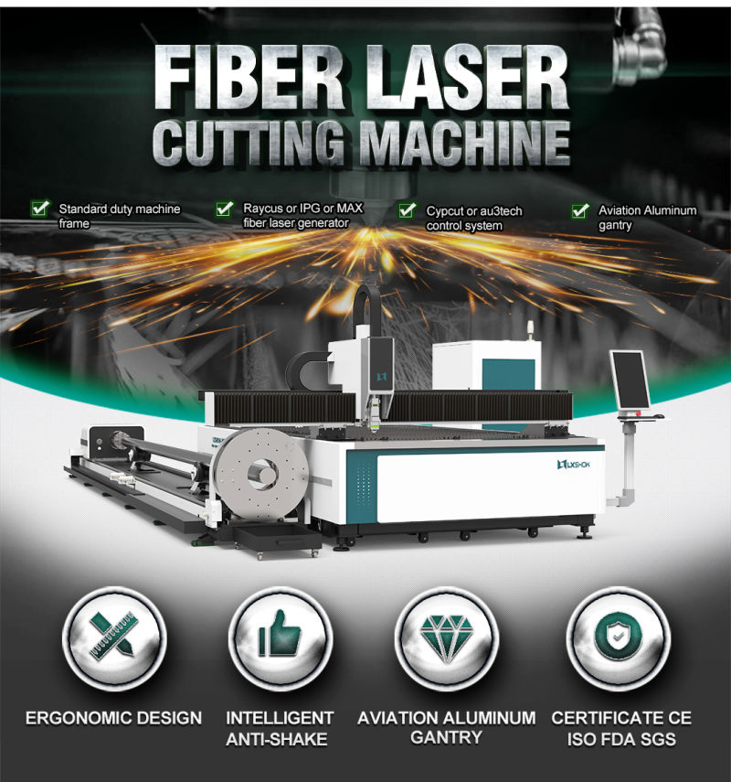 Metal Sheet Pipe Rotary Fiber Laser Cutting Machine Price 1500W 6000W 8000W 6kw 8kw Fiber Laser Cutter 1350