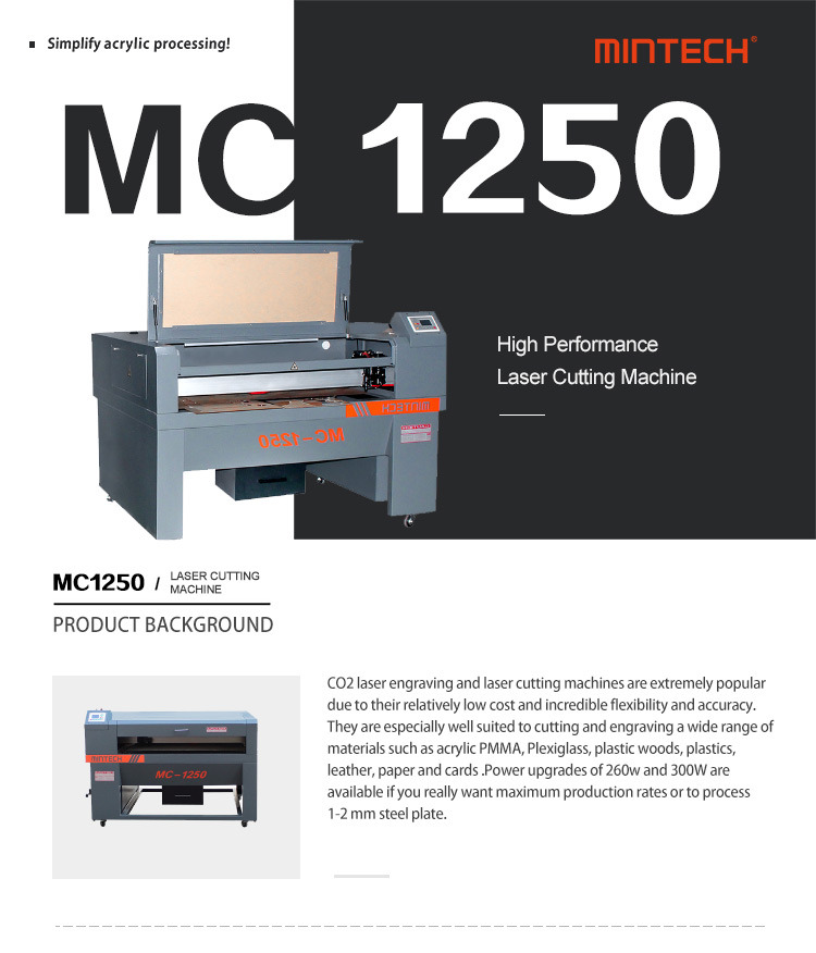 Acrylic Laser Cutting Machine CNC CO2 Laser Cutting Machine (MC-1250)