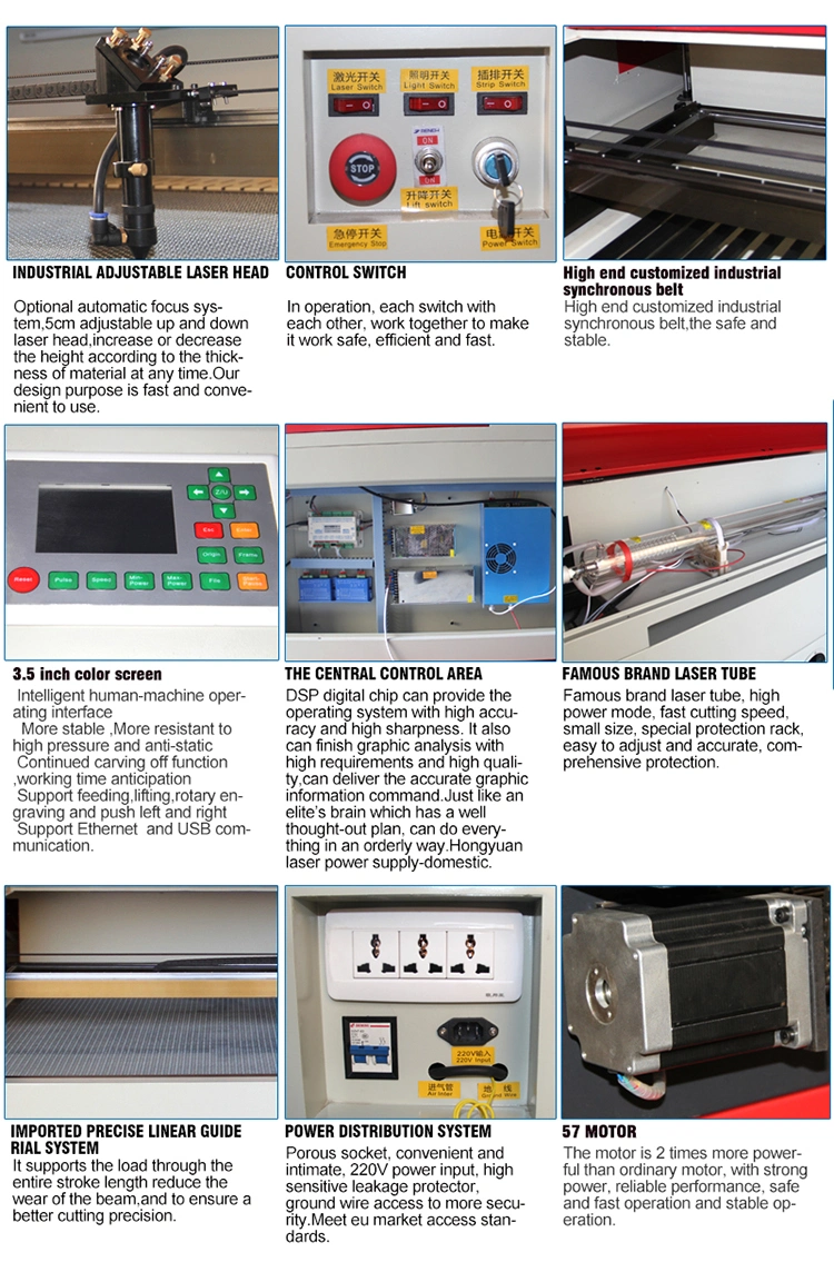 1390 CO2 Laser Cutting Machines Laser Engraving Machine 100W 130W 150W Rici Glass Tube