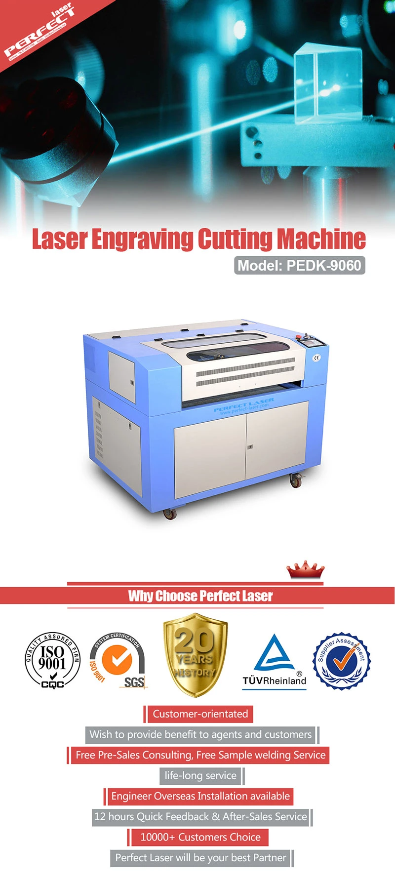 CO2 Laser Machine Acrylic / Plastic / Wood / PVC Board / Leather Laser Cutting Engraving Machine