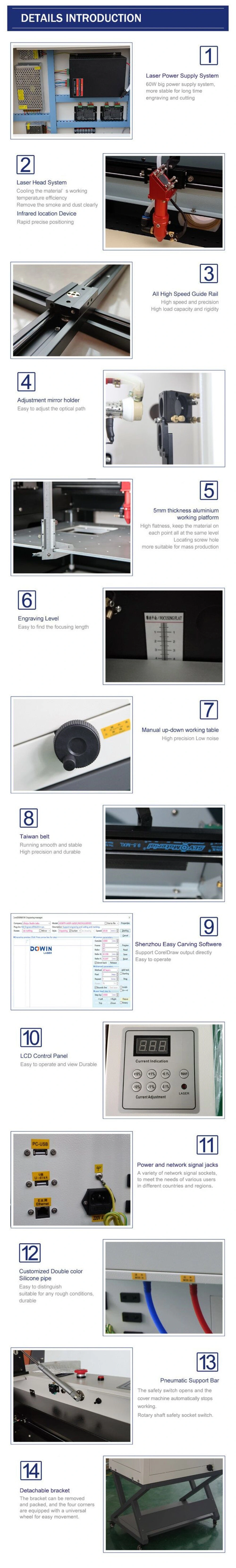 Desktop 60W CNC CO2 Laser Cutting Engraving Machine 4060 Laser Engraver Price