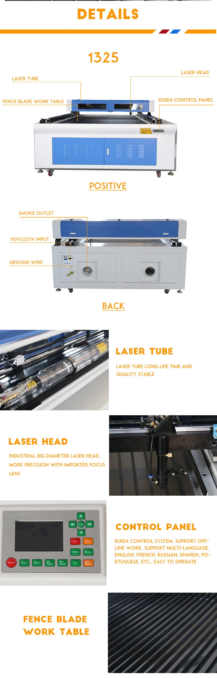 for Sales Reci 130W CO2 Laser Engraver Cutter Machine 1325 Laser Cutting Machine in Stock