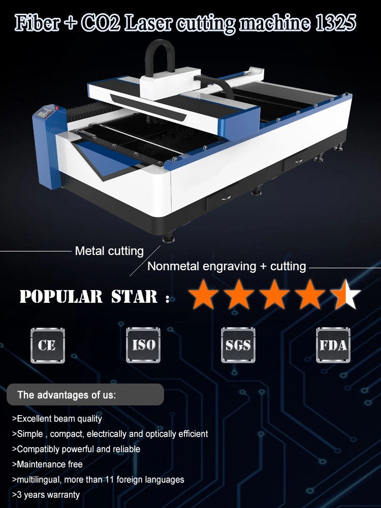 Mixed CO2 750W 1325 Metal CNC Laser Cutting Machine for Metal and Acrylic Cutting Machine