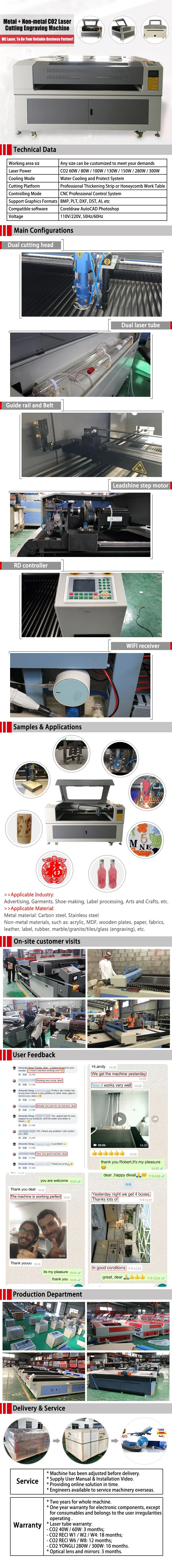 2 Heads CO2 Laser Cutting Machine for Metal and Non Metal Cheap Price