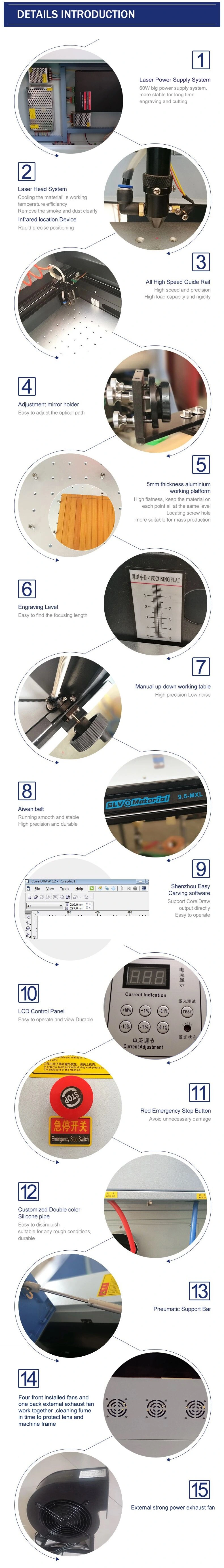 50W 60W CNC CO2 Laser Engraving Machine and Laser Cutting Machine