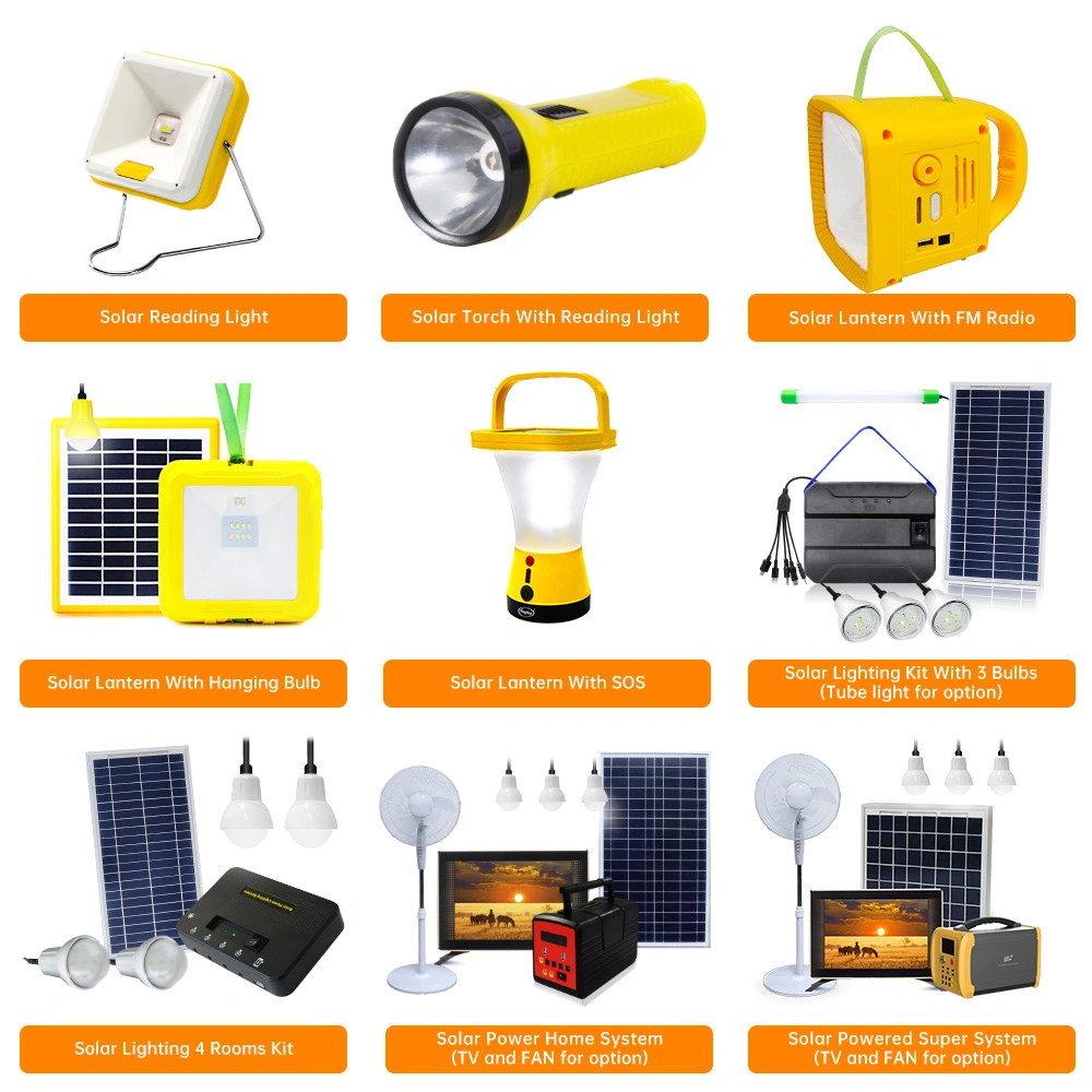 FM Radio Solar Power Home LED Bulbs Lights Kits System with Fan TV