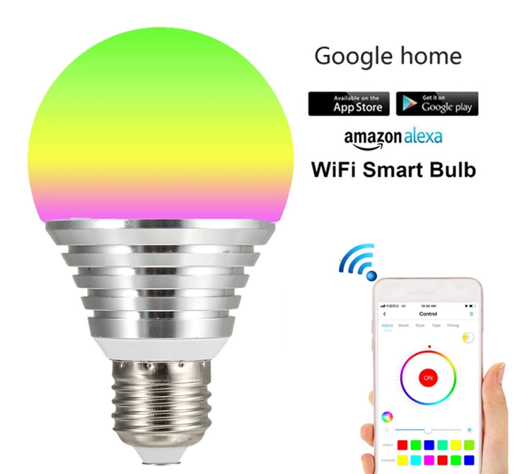 Smart WiFi Voice Control Intelligent Remote Color Changing LED Light Bulb E27 LED Bulb Light Neon Lights LED Spot Light High Quality Dimmable LED Bulbs