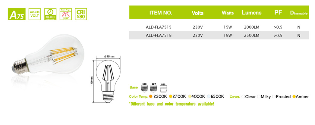 Clear Transperance Glass High Quality LED Bulbs Filament 24V 48V 12V LED Bulb E27 Lighting Project E27 LED Bulbs