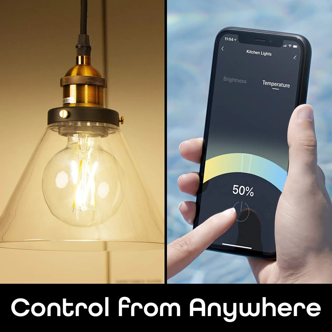 Smart Wireless RGB Multicolor Dimmable E27 G95 G125 Bulb Light WiFi LED Smart Bulb with Alexa