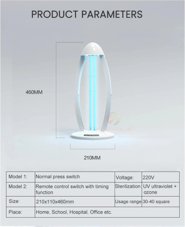 LED UV Lamp 60W UVC for Professional Germicide Stock Sterilizer Table Light Ultraviolet Bulb Remote Base