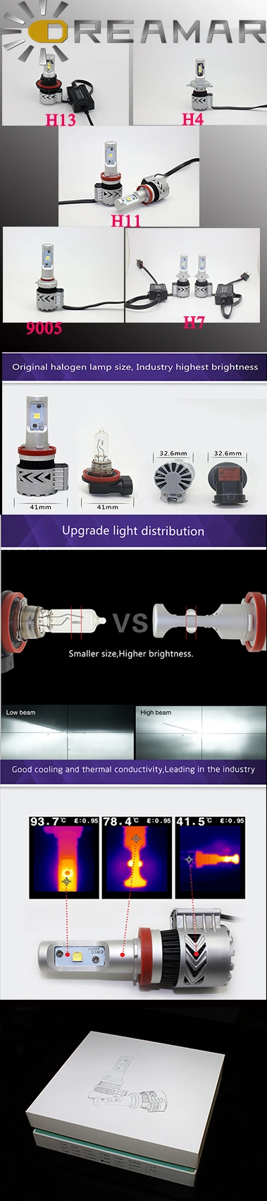 H11 Base LED Headlight with 6000lm for Car Auto LED Bulbs