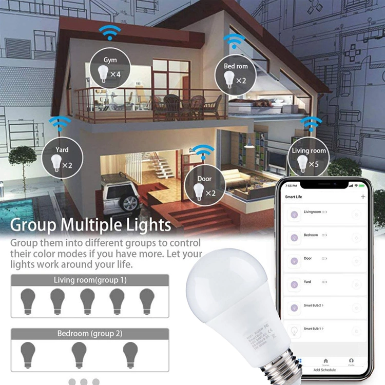 WiFi LED Bulbs Mobile APP Control LED Light Bulb E27 110V 220V Dimmable Smart Light Fit for Alexa and Google Assistant Tuya APP LED Bulbs