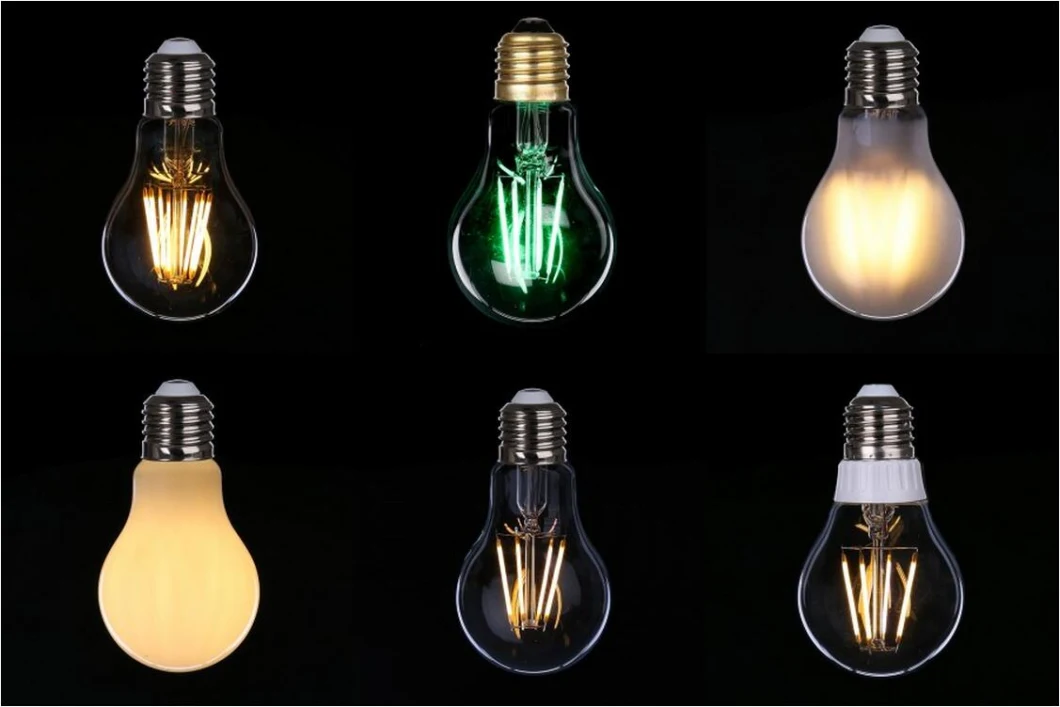 2017 A60 4W/6W/8W LED Filament Bulb Lighting, Clear Bulbs E27/E26/B22