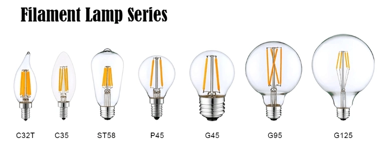A60 LED Filament Bulb Lamp Light Clear Glass 6W Edison Bulb with Ce RoHS