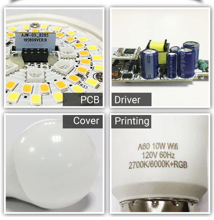 10W 1100lm A60 WiFi Smart LED Bulb RGB E26 E27 2700-6500K LED Bulb Smart Light Bulb Alexa Google Home with Music Control