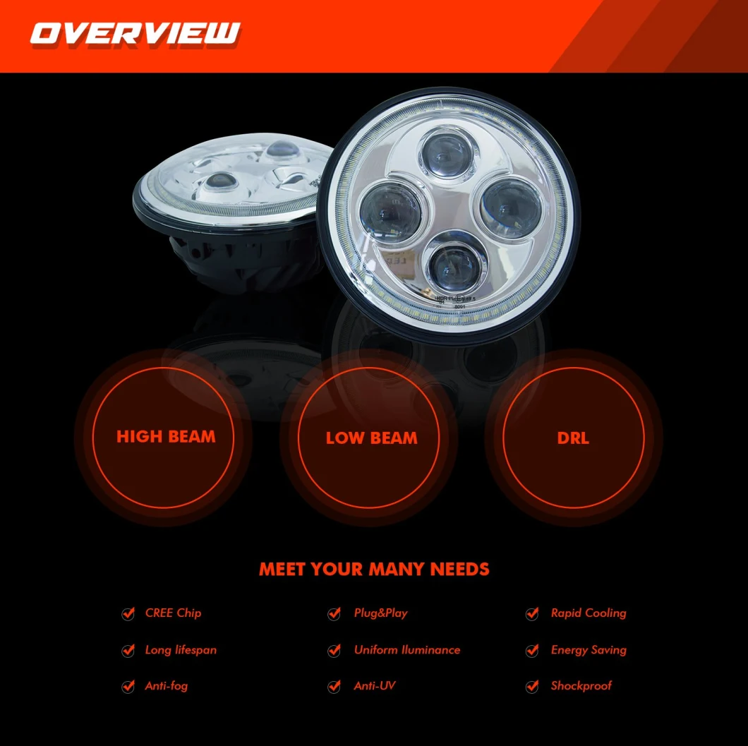 Brightest 7 LED Headlight Front LED Car Light Headlight Conversion