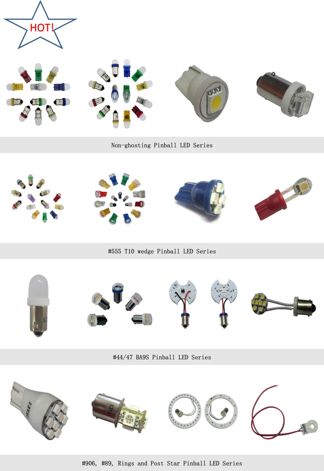 Pinball LED Lamps T10-1SMD 5050 with Clear Dome, Pinball LED Bulbs, Arcade LED Light Bulbs
