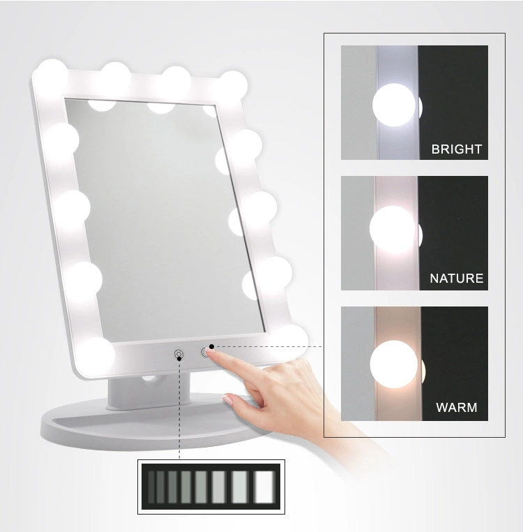 Hollywood Table Cosmetic Makeup LED Mirror with 12PCS LED Light Bulbs