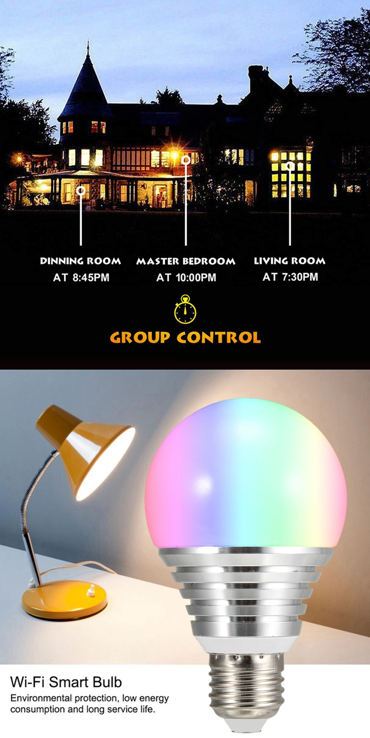 Smart WiFi Voice Control Intelligent Remote Color Changing LED Light Bulb E27 LED Bulb Light Neon Lights LED Spot Light High Quality Dimmable LED Bulbs