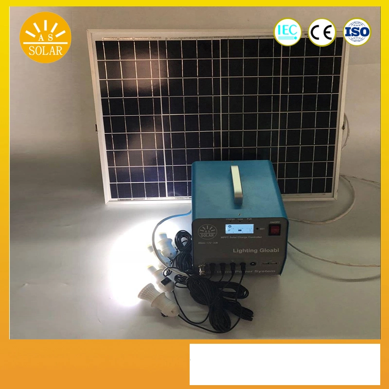 30W 40W Mini Solar Home Kits with Light Bulbs and Phone Charging