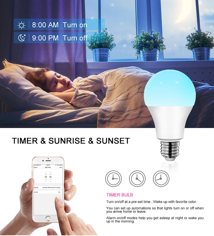 Smart WiFi Amazon Alexa Voice Control Color Changing LED Light Bulb RGB LED Bulb Lamp Neon Lights LED Spot Light Dimmable LED Bulbs E27 & LED GU10 Model-C