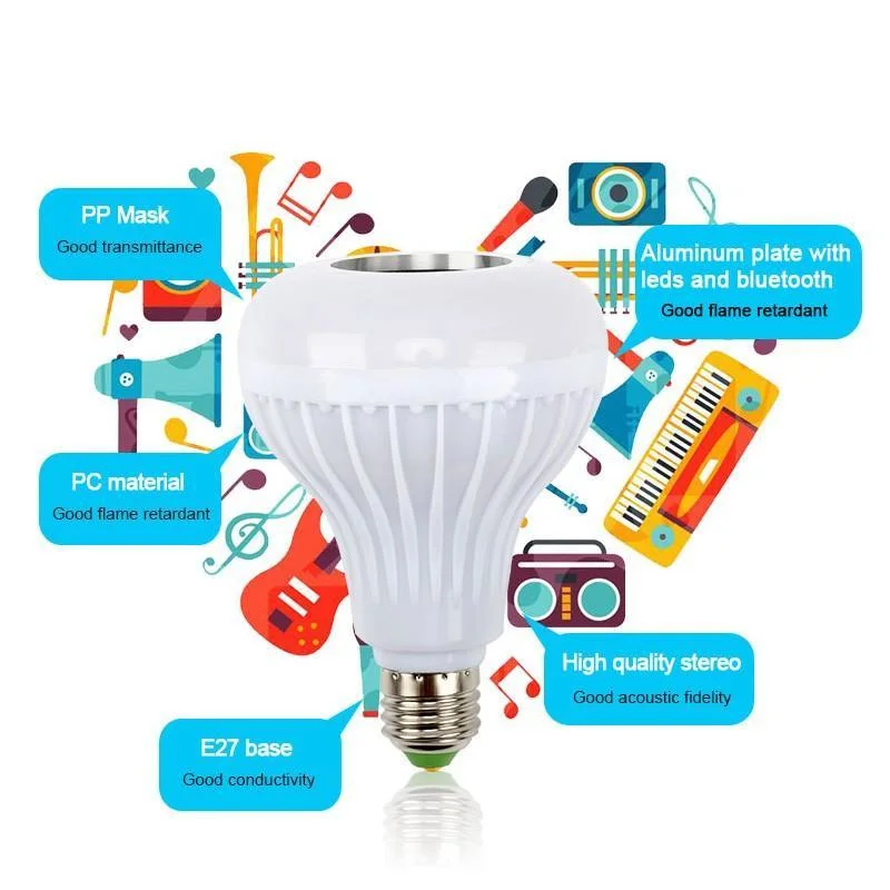 Smart LED Bluetooth Music Bulb LED Light Bulb RGB LED Bulb Lamp E27 LED Bulb Light Neon Lamps & Neon Lights LED Spot Light Dimmable LED Bulbs E27 & LED GU10