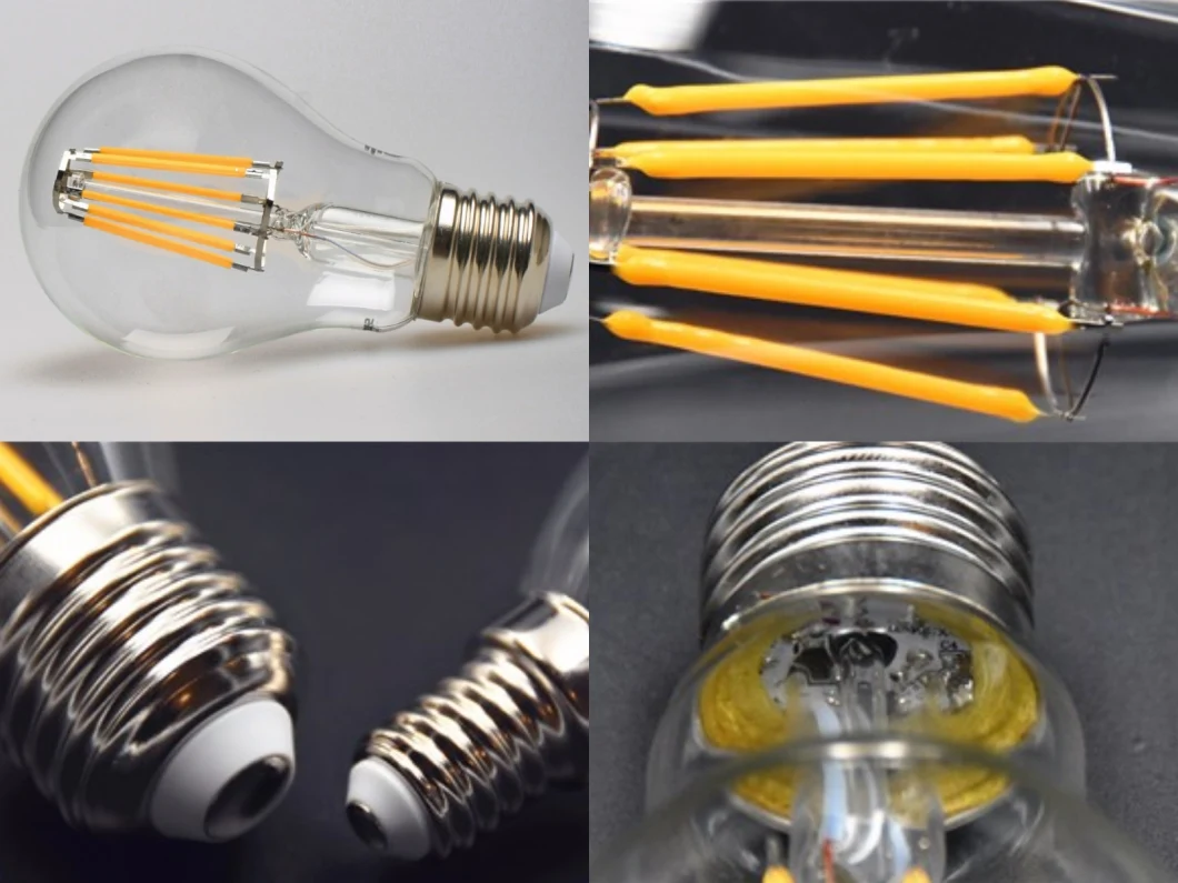 A60 LED Filament Bulb Lamp Light Clear Glass 6W Edison Bulb with Ce RoHS
