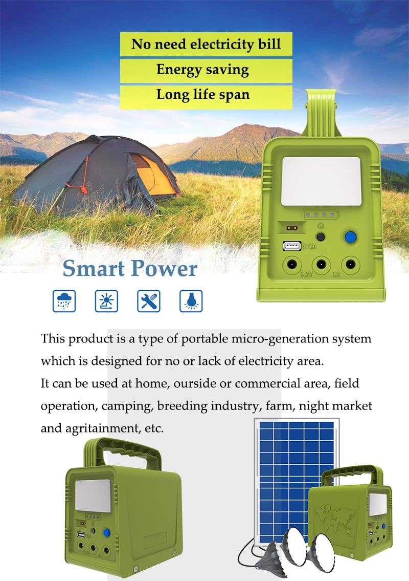 5W Solar Home System with Phone Charger and LED Bulbs