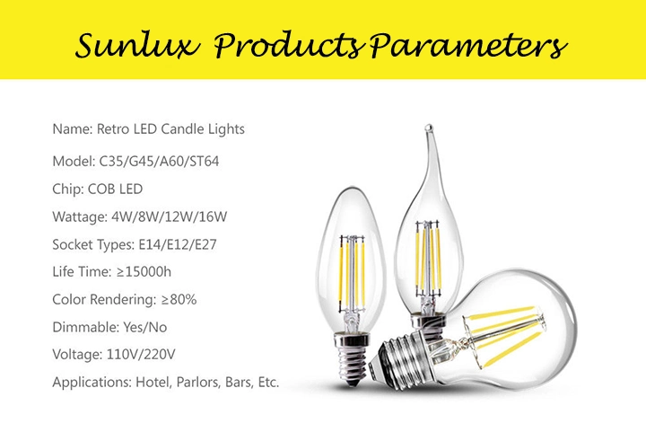Retro E26 E27 Dimmable LED Bulb Light St64 110V 4W-8W Edison Filament Lamp