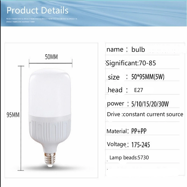 Hot Sale Bulb LED Energy Saving LED Lamp Bulb E27 Screw B22 Bayonet 30W LED T Bulbs Aluminum PC Cover