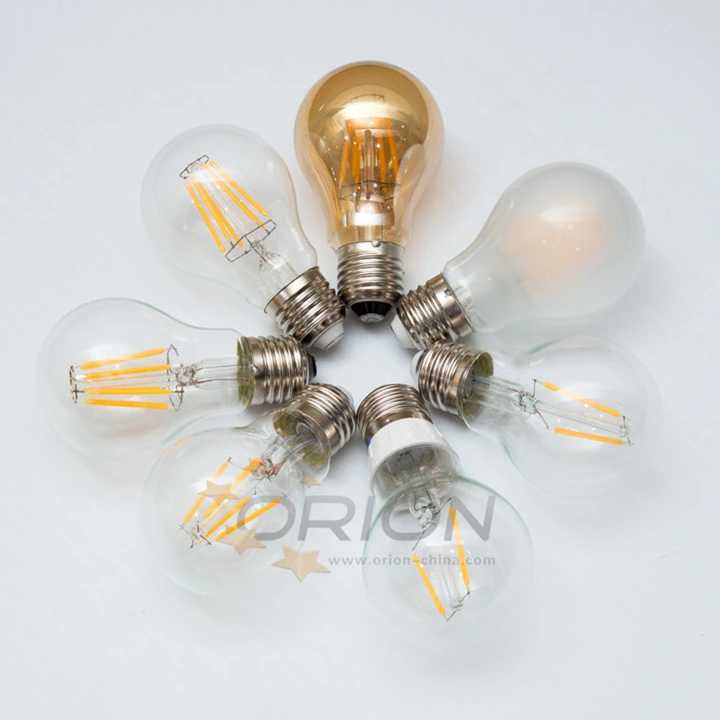 No Flickering E27 E14 B22 Dimmable Filament LED Bulb, 4W 6W LED Filament Lamp, Dimmable LED Filament Bulb Light