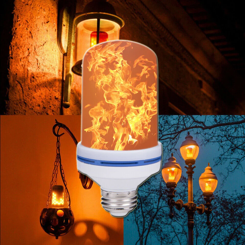 E27 LED Flame Bulb 85-265V LED Flame Effect Fire Light Bulb Flickering Decor Lamp