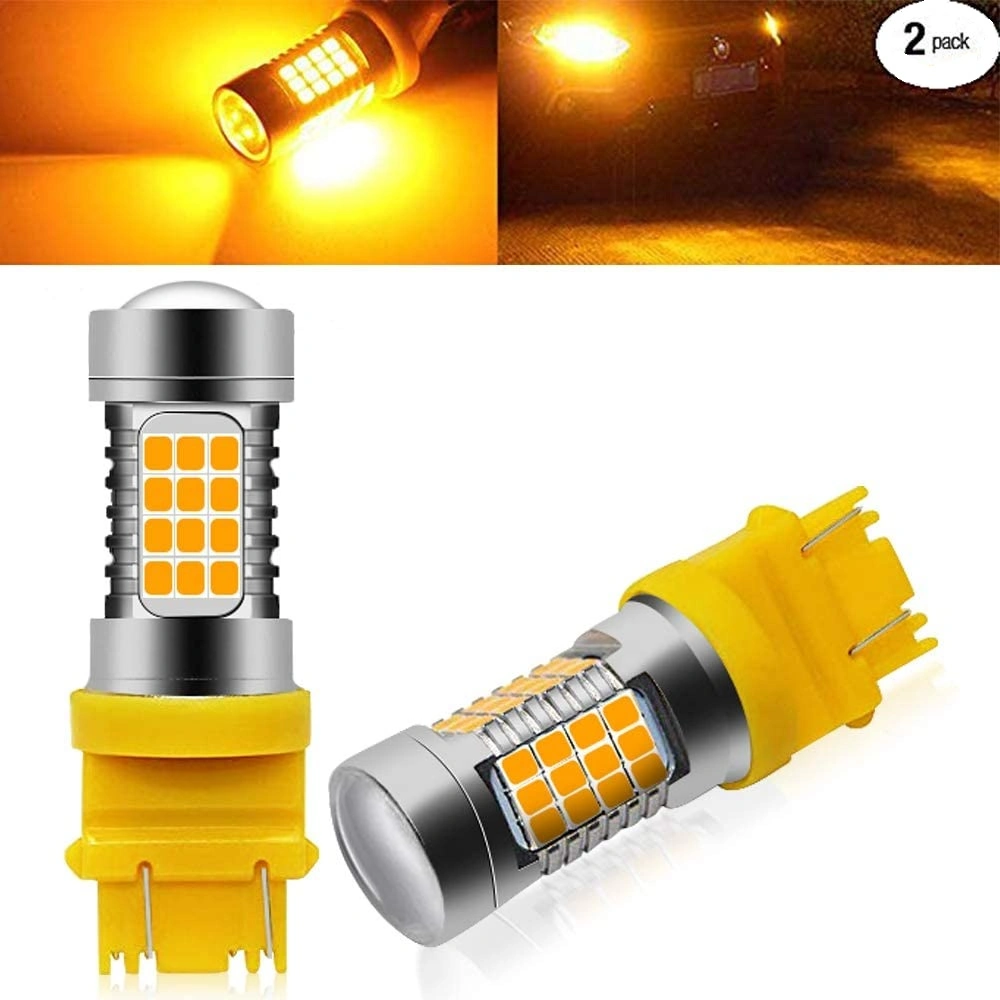 3157 LED Bulbs Amber 2000 Lm 3156 3057 3056 4157 T25 54-SMD LEDs 12-24V LED Bulbs Replacement with Projector for Turn Signal Lights Blinker Lights