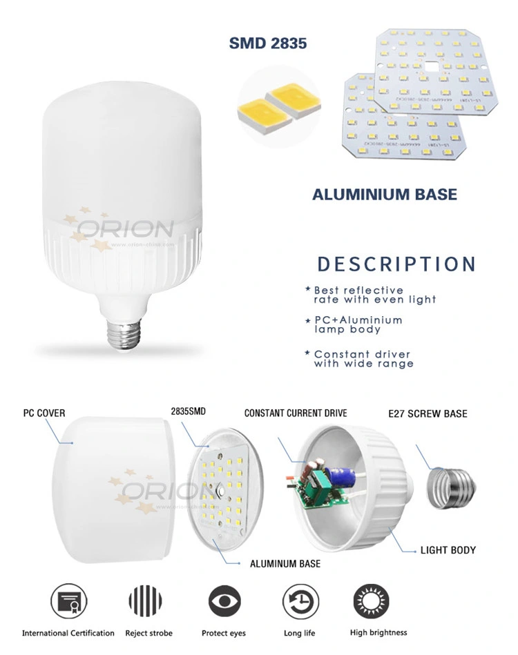 Big Power T Shape LED Cylinder Bulb Daylight 6500K E27 50 Watt LED Bulb
