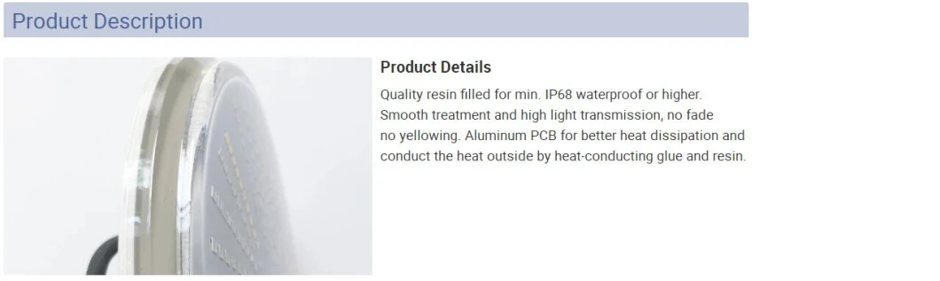 Resin Epoxy PAR56 Bulb Pool Light IP68 LED Bulb Underwater Swimming Pool Light 25W