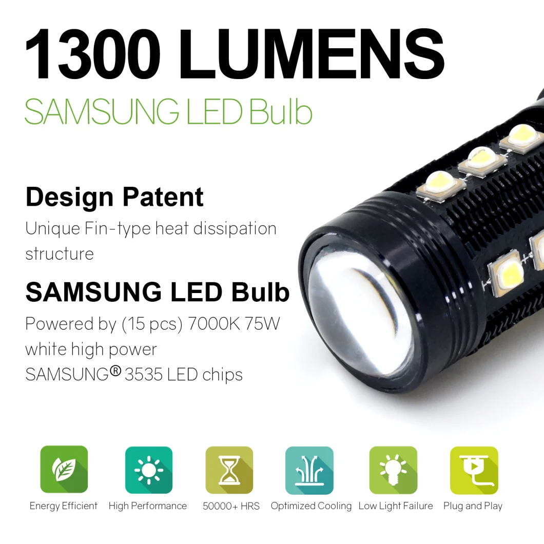 9006 Hb4 Samsung LED DRL Fog Light Bulbs 75W Bright White Auto Bulb