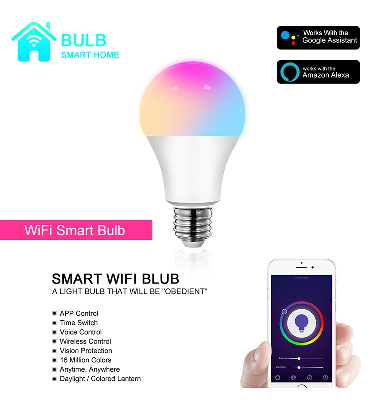Smart WiFi Amazon Alexa Voice Control Color Changing LED Light Bulb RGB LED Bulb Lamp Neon Lights LED Spot Light Dimmable LED Bulbs E27 & LED GU10 Model-C