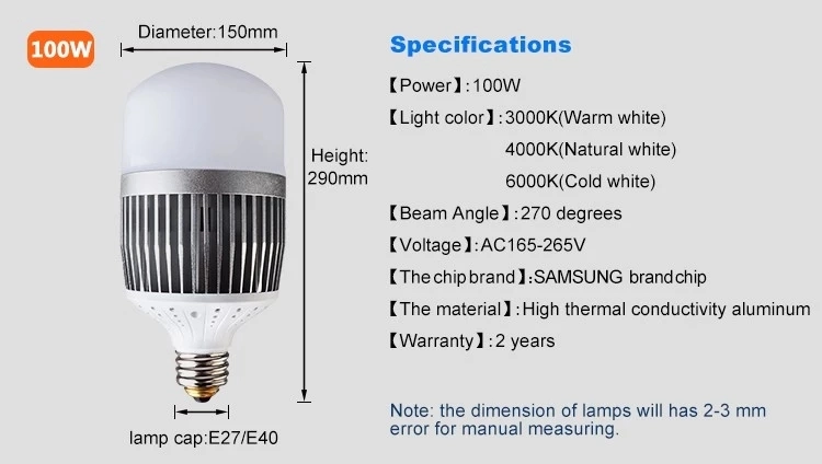 Warm White E40 Light Bulbs for Indoor Lamp LED Energy Saving Bulbs