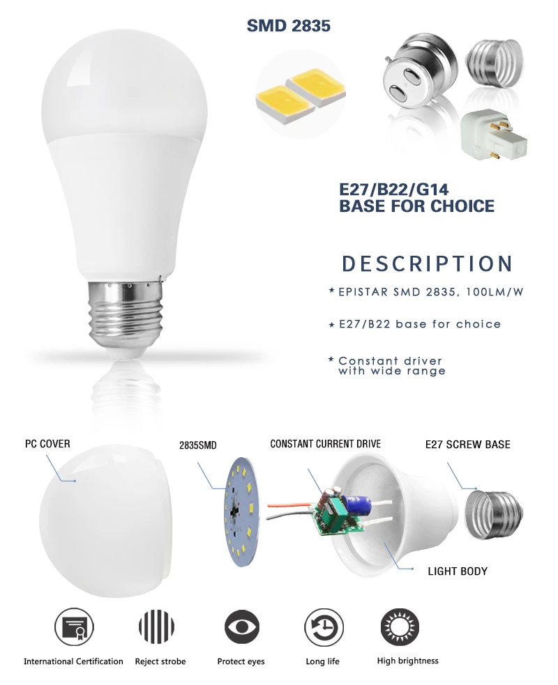 Free Sample 12W E27 LED Bulb Light, LED Light Lamp, LED Lighting, LED Bulb