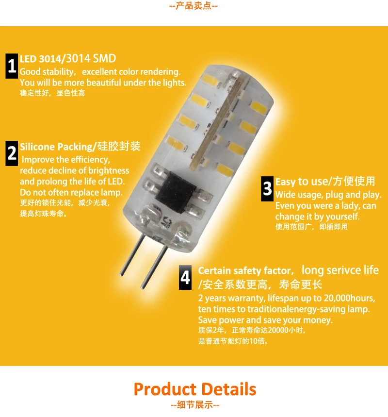 Warm White CRI 80 13mm 120V 220V G4 LED Bulb Replace to 20W Bulb