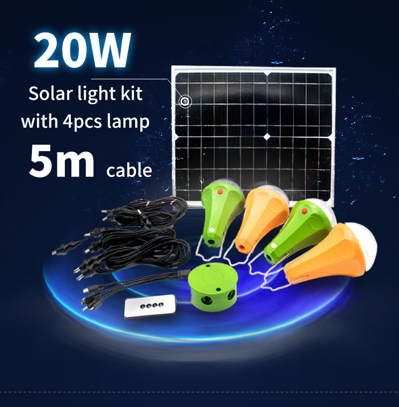 Solar Lighting Home Solar Power Lights with Four LED Bulbs