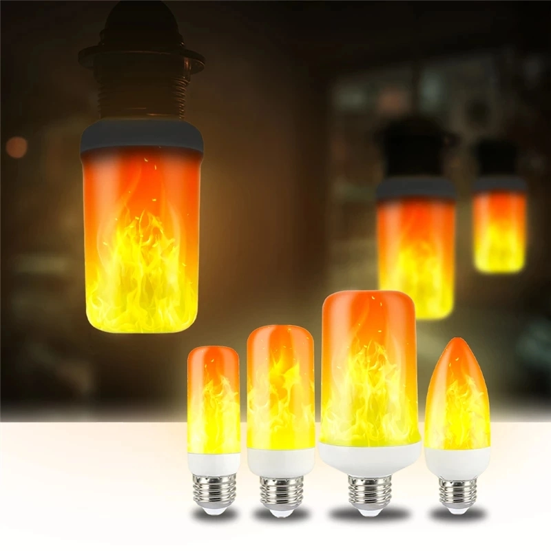 New LED Dynamic Flame Effect Fire Light Bulb E27 B22 E14 LED Corn Bulb Creative Flickering Emulation 5W 12W LED Lamp Light_LED Bulbs