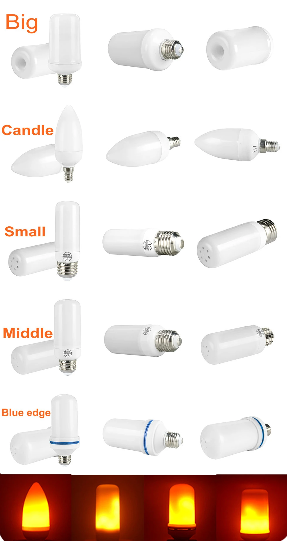 E27 E26 LED Flame Lamp Fire Effect Light Bulb Flickering Emulation Flame Light for Xmas Garden